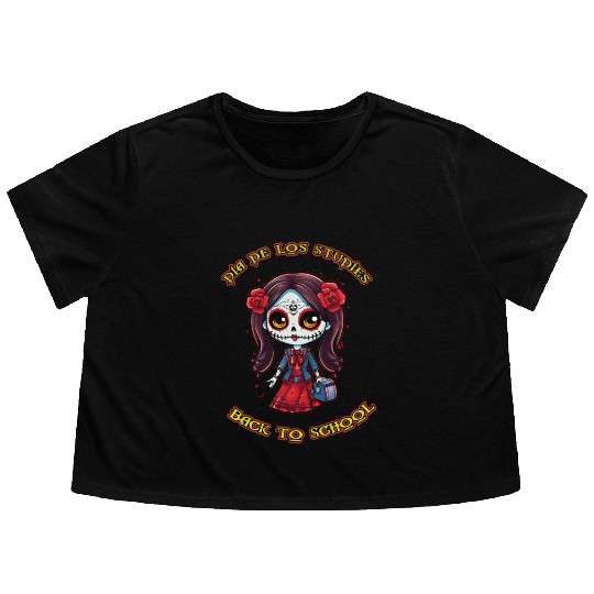 day of the dead back to school Flowy Cropped Tees