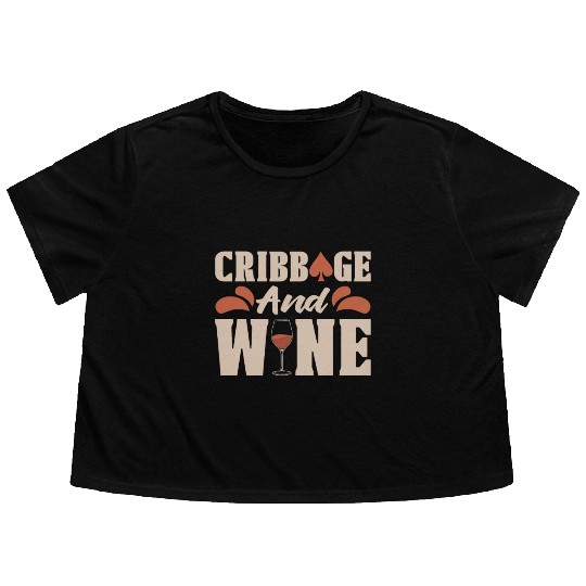 Cribbage And Wine Loves Board Game Card Game Crib Flowy Cropped Tees