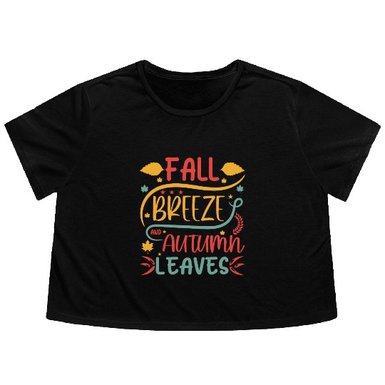 Fall Breeze And Autumn Leaves Flowy Cropped Tees