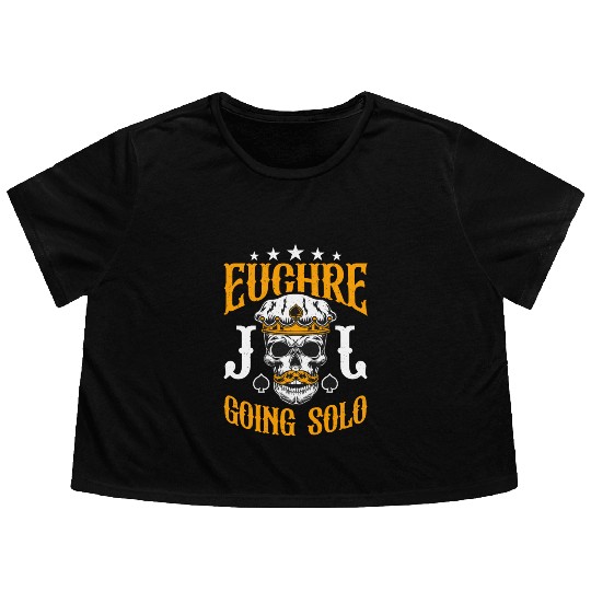 Euchre Going Solo Board Game Loves Playing Cards Flowy Cropped Tees