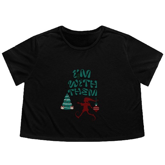 "Im with them" Christmas Elf design Flowy Cropped Tees