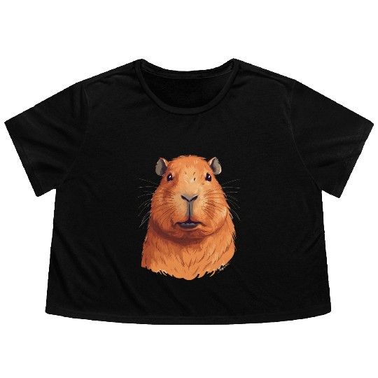 Capybara In Nature Flowy Cropped Tees