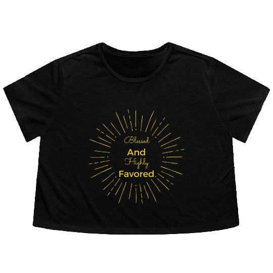 Blessed and Highly Favored Gold Flowy Cropped Tees