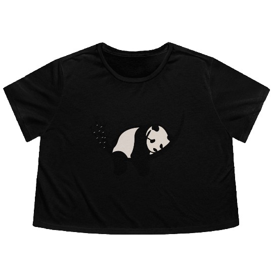 panda, graphic design, Flowy Cropped Tees