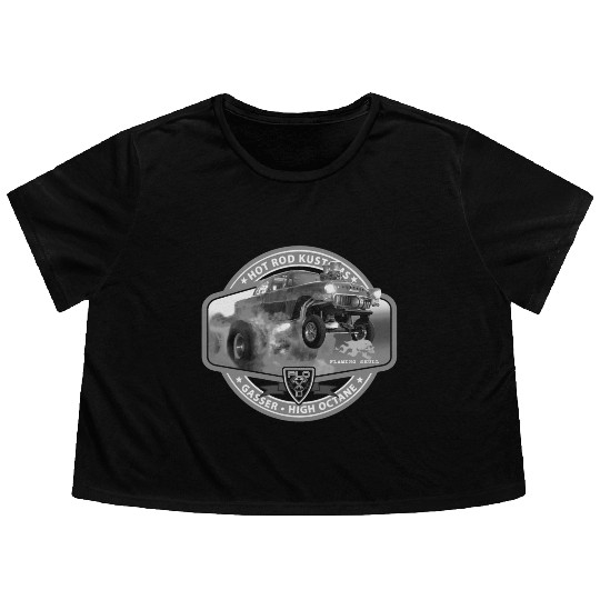 Hot Rod Gasser BW Flowy Cropped Tees