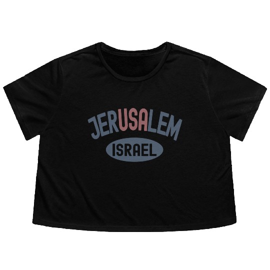 Usa Jerusalem Israel Flowy Cropped Tees