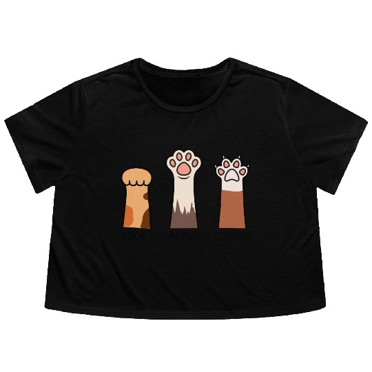 Rock Paper Scissors with Cat Paws Flowy Cropped Tees