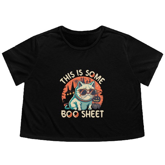 This is Boo Sheet Halloween Ghost Flowy Cropped Tees