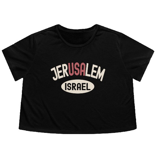 Usa Jerusalem Israel Flowy Cropped Tees