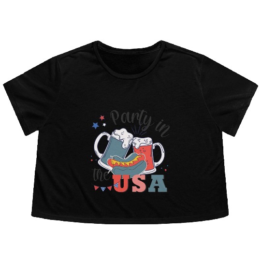 Party In The USA Flowy Cropped Tees
