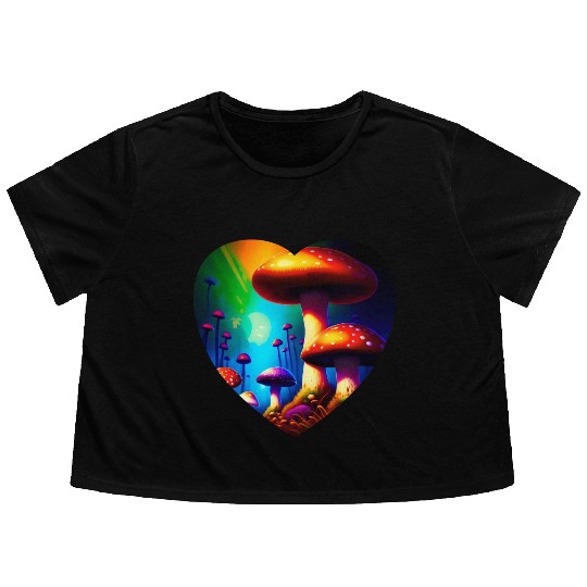 Love mushrooms Flowy Cropped Tees
