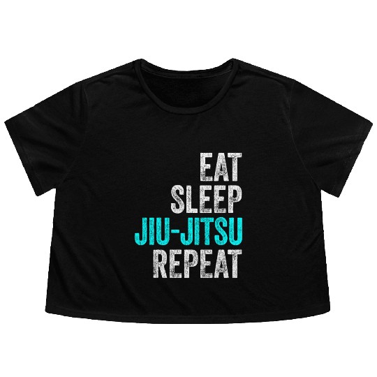 Eat Sleep Jiu-Jitsu Repeat Funny BJJ Flowy Cropped Tees