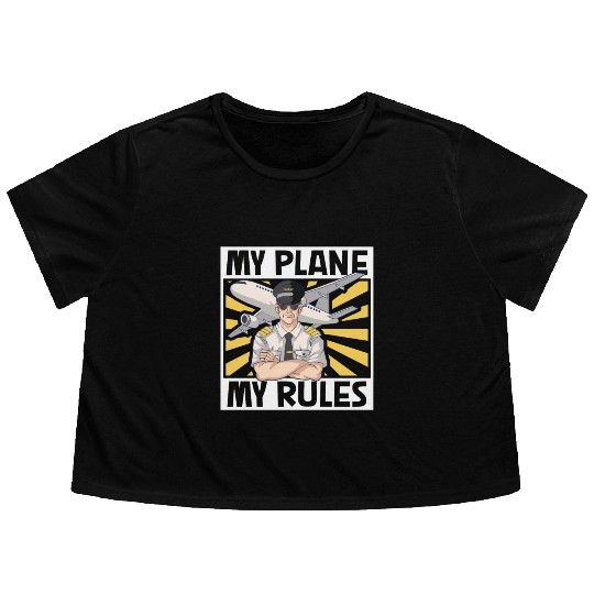 Pilot Aviation Airplane Airline Future Pilots Flowy Cropped Tees