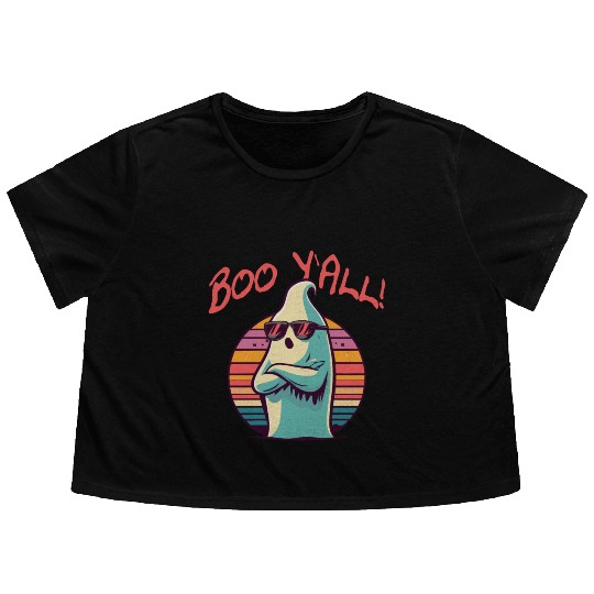Boo Y`All! funny ghost Flowy Cropped Tees