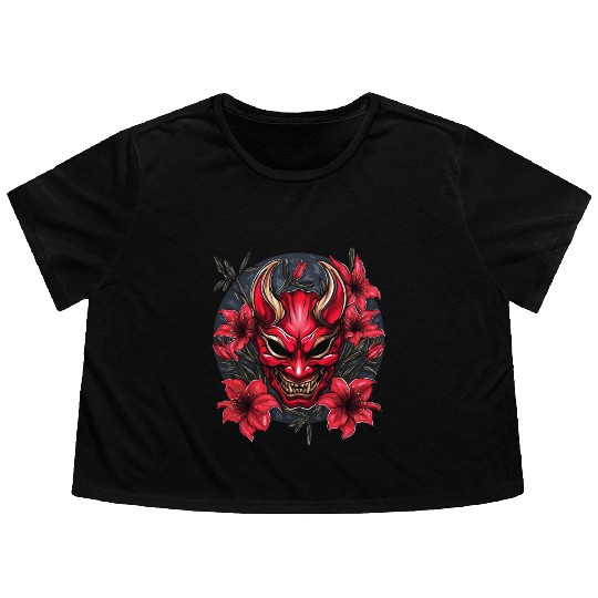 Hannya Red Lily Flowy Cropped Tees