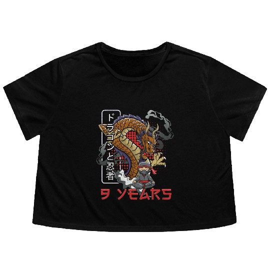 Children birthday ninja 9 years gift Flowy Cropped Tees