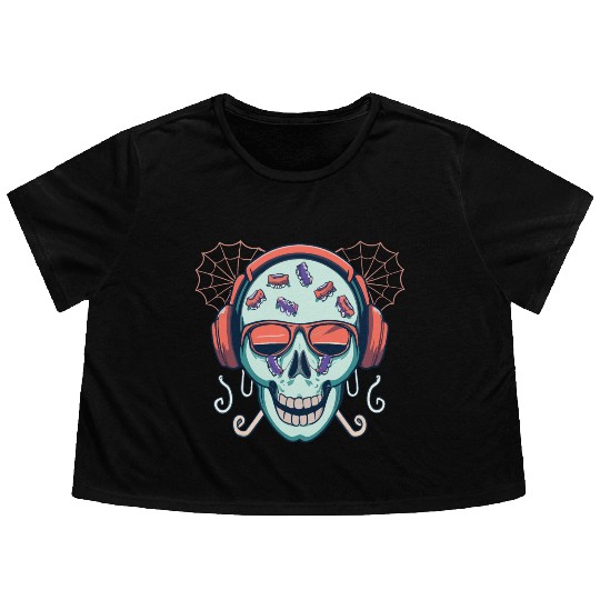 Skull Candy Halloween For Music Flowy Cropped Tees