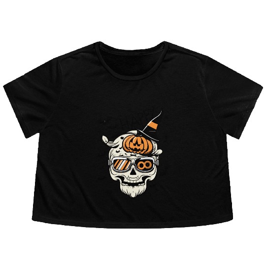 Skull Candy Punppkin Halloween Flowy Cropped Tees