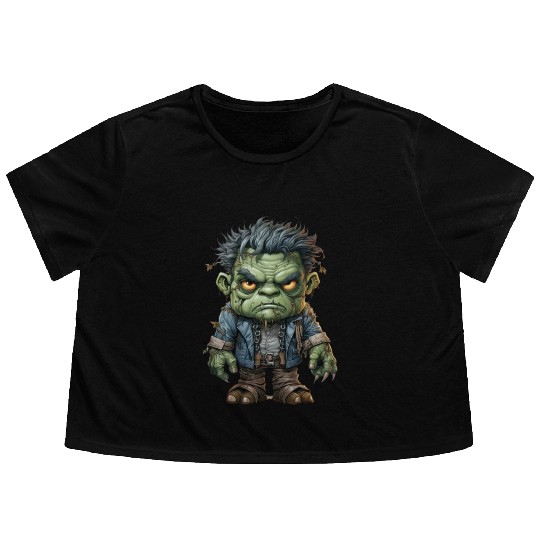 Halloween Frankie's Playful Monster Mash Flowy Cropped Tees