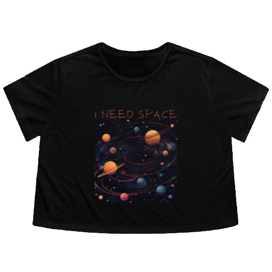 i need space, planets constellation Flowy Cropped Tees