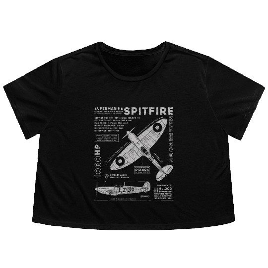 Supermarine Spitfire Flowy Cropped Tees