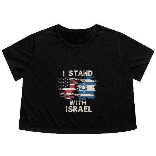I Stand With Israel Patriotic Flowy Cropped Tees