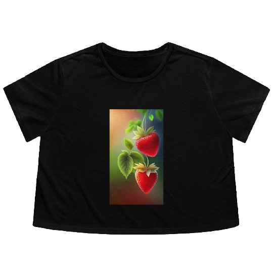 This design is strawberry fruit Flowy Cropped Tees