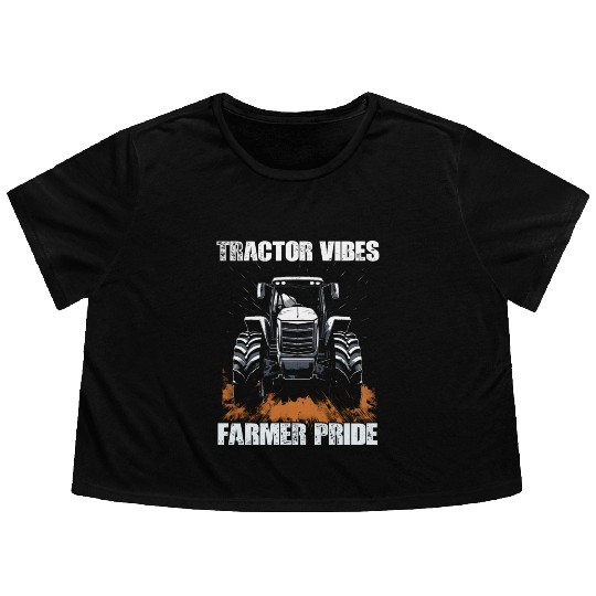 Tractor Vibes Farmer Pride Agriculture Gift Flowy Cropped Tees