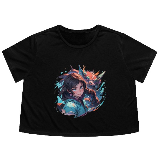 Adventure girl colour waves Flowy Cropped Tees