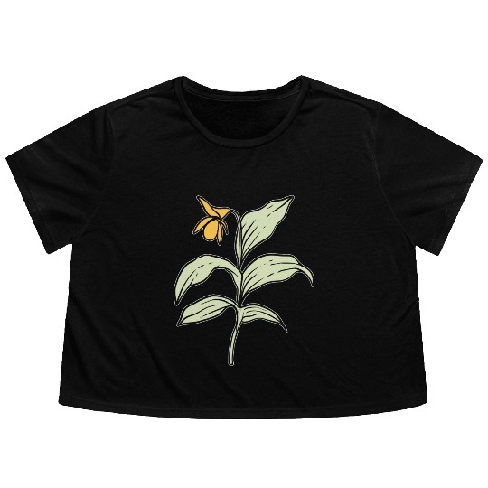 Yellow Orchid Plants Lover Gift Flowy Cropped Tees