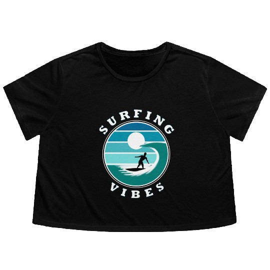 Surfing Vibes – retro 2 - Surfer Flowy Cropped Tees