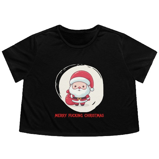 Cute Bad Santa Flowy Cropped Tees
