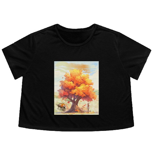 "Autumn Feels - Nature's Embrace" Flowy Cropped Tees