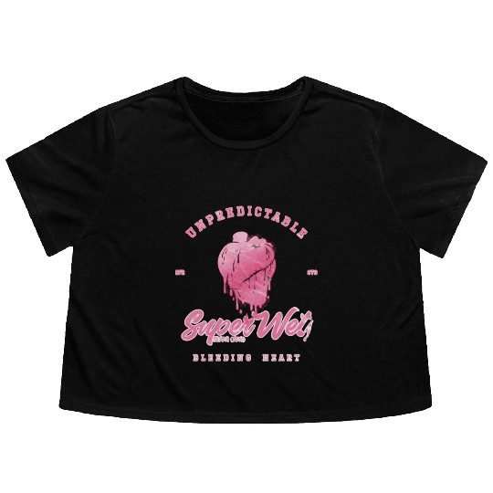 Unpredictable bleeding heart (pale style) Flowy Cropped Tees