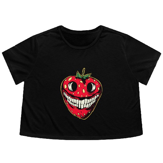 Strawberry Jack-o-lantern Flowy Cropped Tees