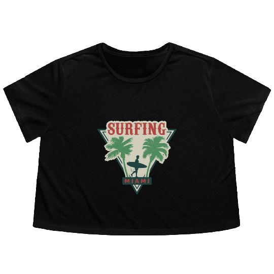 Surfing Miami Flowy Cropped Tees