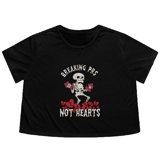 Anti Valentine´s Day Broken Heart Powerlifting Gym Flowy Cropped Tees