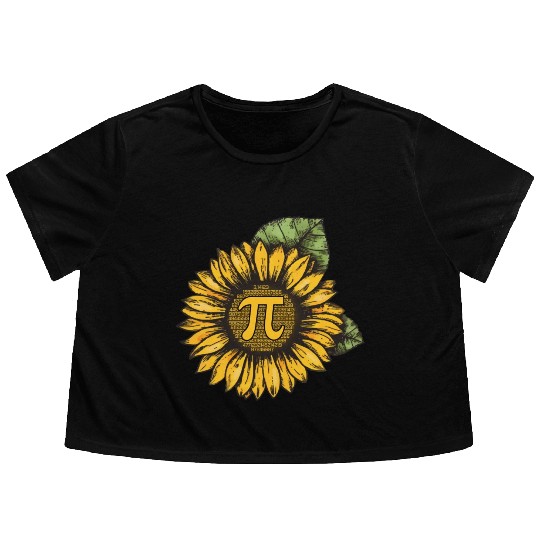 Sunflower Pi Day Costume Gift Flowy Cropped Tees