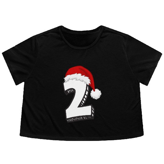 Number 2 Second Birthday - Christmas Two Flowy Cropped Tees