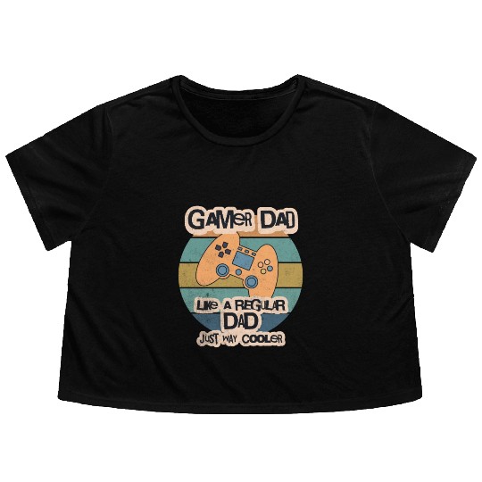 Cool Retro Gamer Dad Flowy Cropped Tees