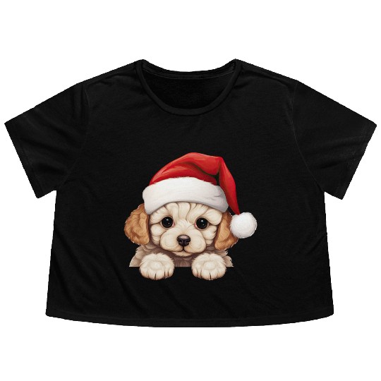Bichon Frise Christmas Dog Flowy Cropped Tees