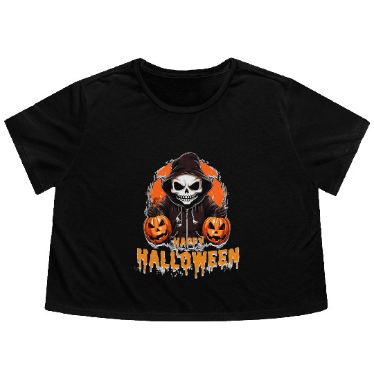 Halloween Art. Flowy Cropped Tees