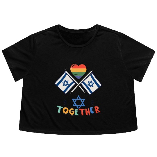 LGBTQ community STANDS WITH ISRAEL Flowy Cropped Tees