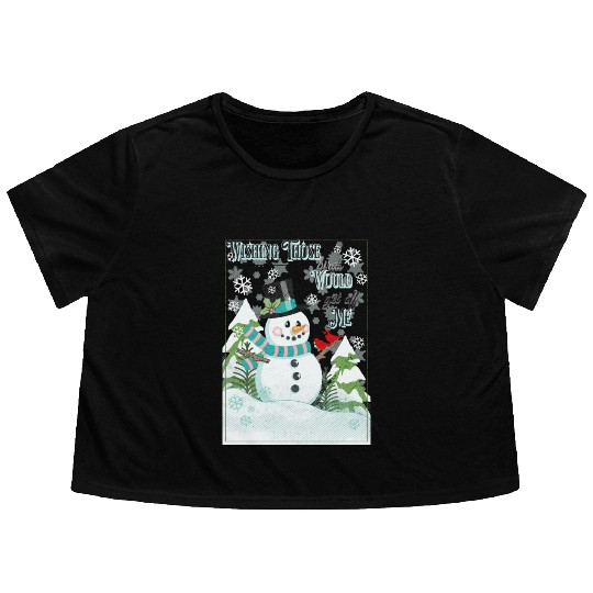 Funny Cranky Snowman Flowy Cropped Tees