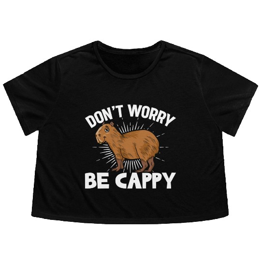 Funny Capybara Flowy Cropped Tees