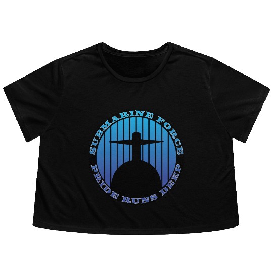 Submarine Force Pride Runs Deep Ocean Blue Flowy Cropped Tees