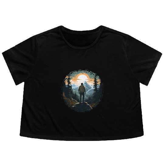 Forest nature trekking adventure Flowy Cropped Tees