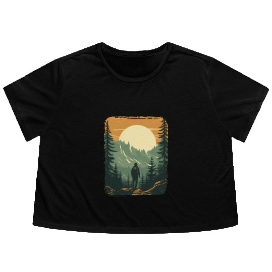 Forest nature trekking adventure Flowy Cropped Tees