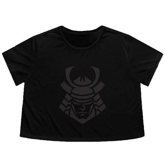 Samurai Helmet Logo Katana Swordsman Flowy Cropped Tees