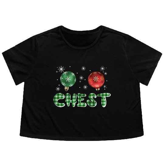 Chest Nuts Christmas Couple Funny Matching Flowy Cropped Tees